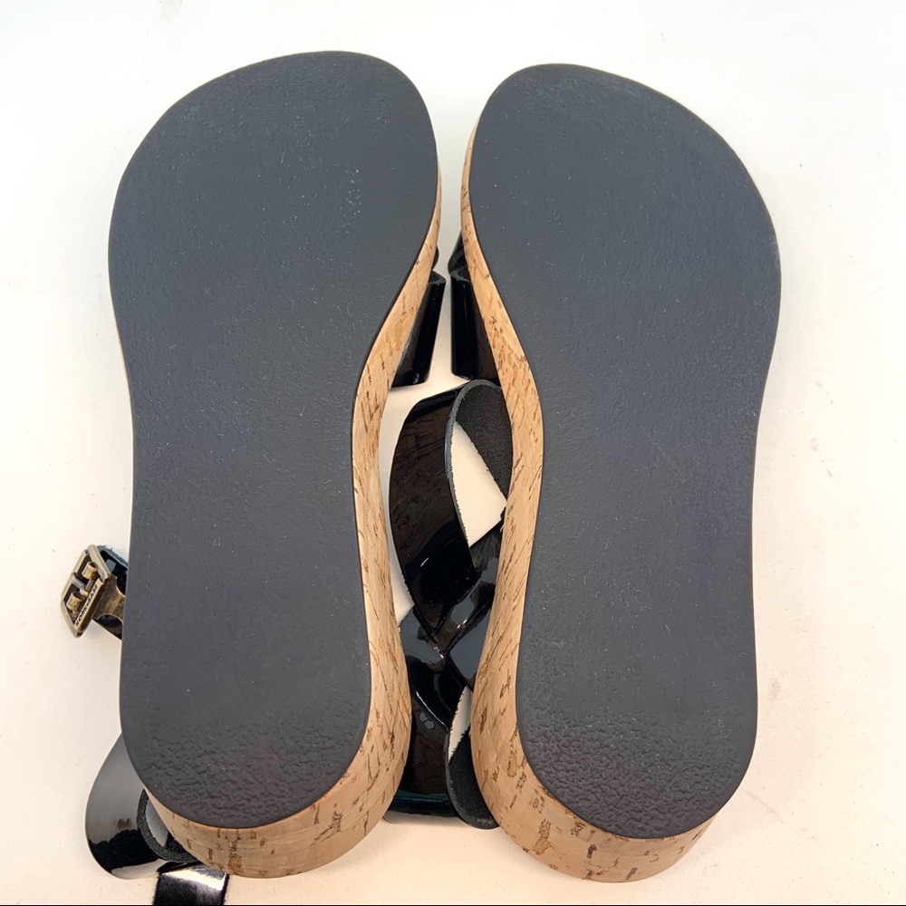 Kork-ease Black Patent Myrna Low Wedge Sandals 6 - Picture 8 of 8